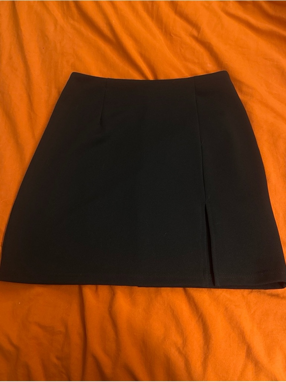 Classic Black Women's Mini Skirt with Front Slit